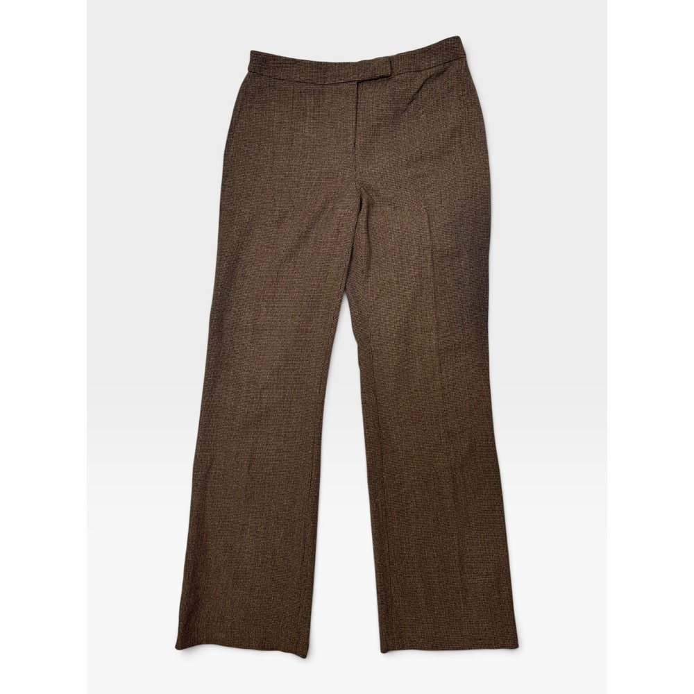 Rafaella | Straight Leg Dress Pants | 6 | Brown | Micro-Check Stretch Trouser